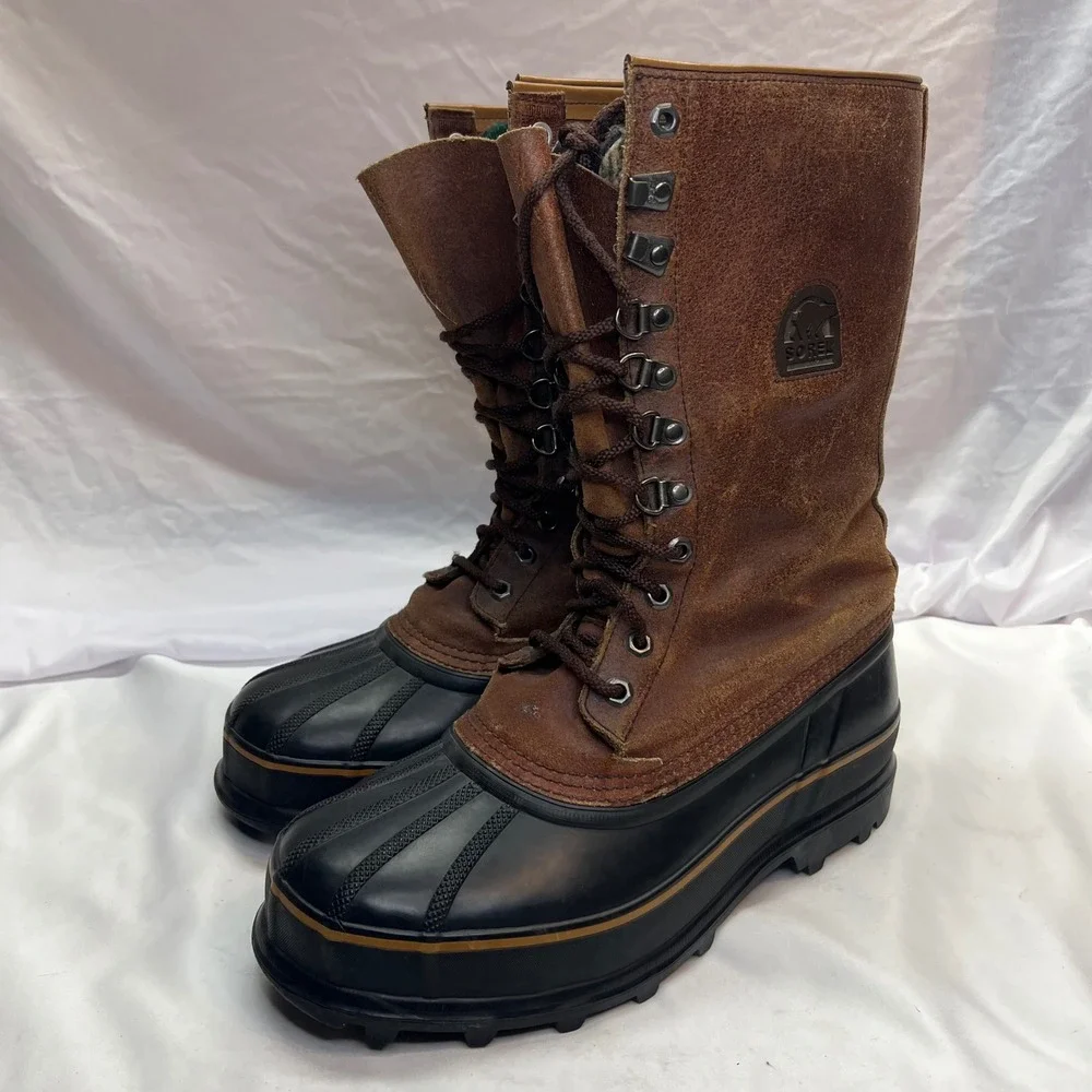 Sorel Maverick NM1080-200‎ Mens Brown Leather Rubber Winter Snow Boots Size 11.5
